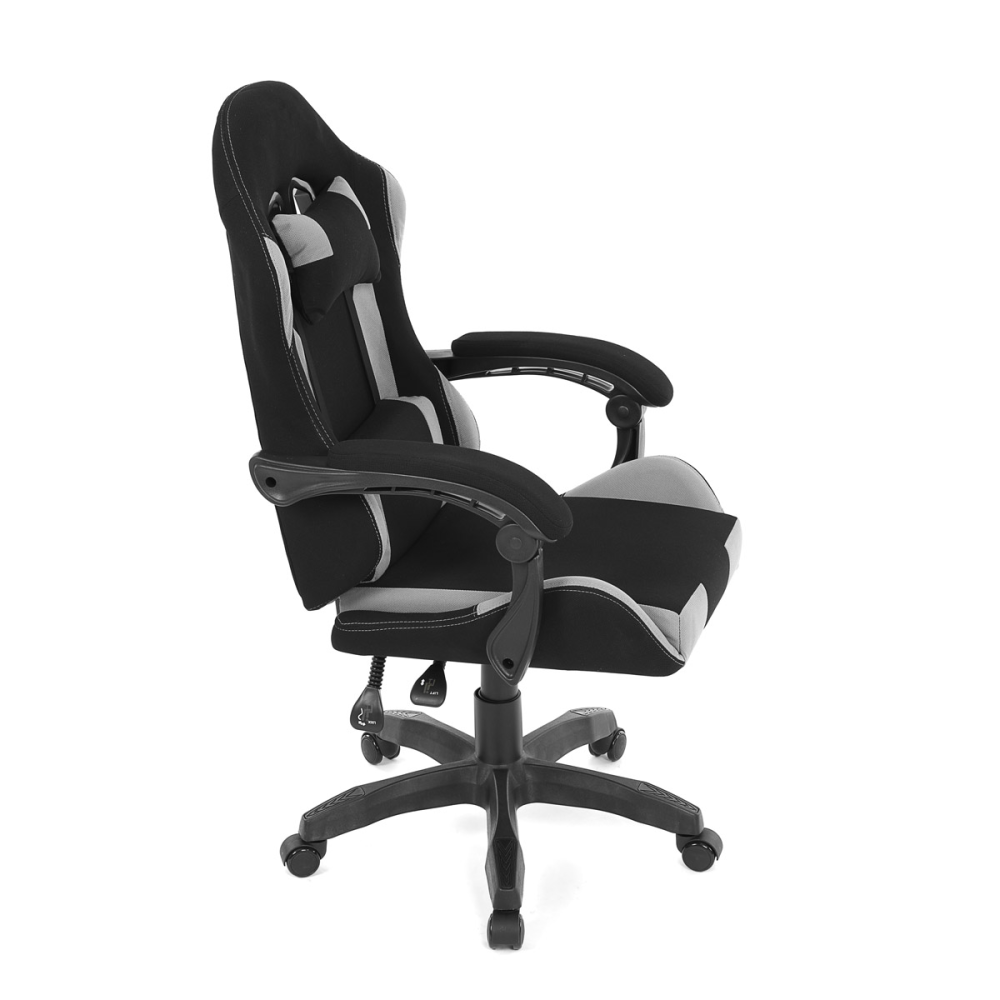 KA-R209 GREY - Herní křeslo, synchronní mechanismus, černá a šedá látka, plast. kříž