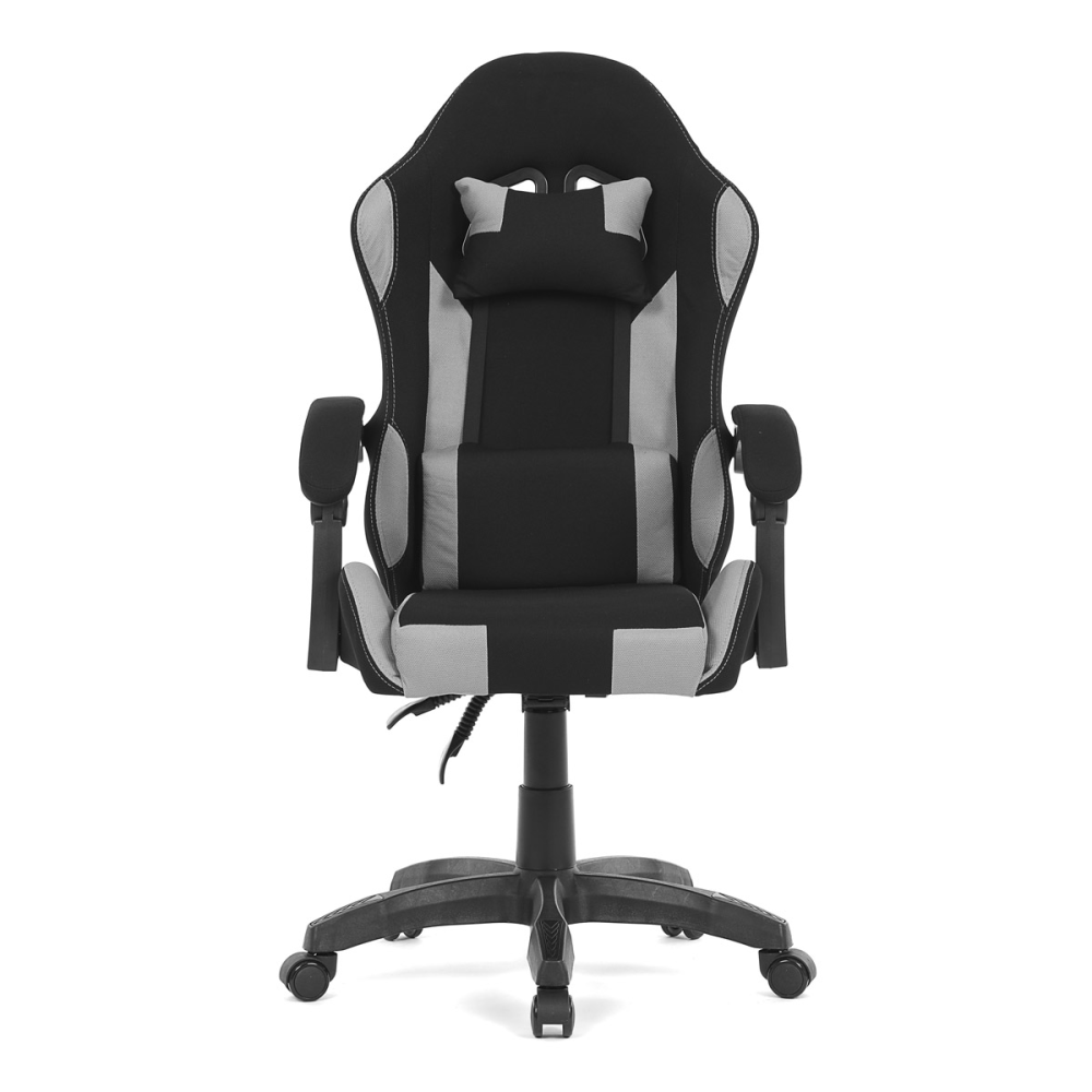 KA-R209 GREY - Herní křeslo, synchronní mechanismus, černá a šedá látka, plast. kříž