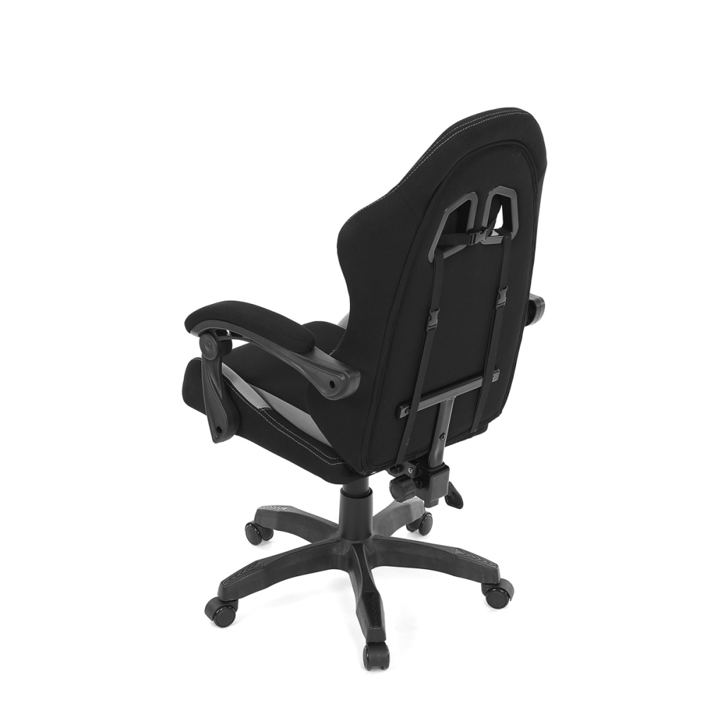 KA-R209 GREY - Herní křeslo, synchronní mechanismus, černá a šedá látka, plast. kříž