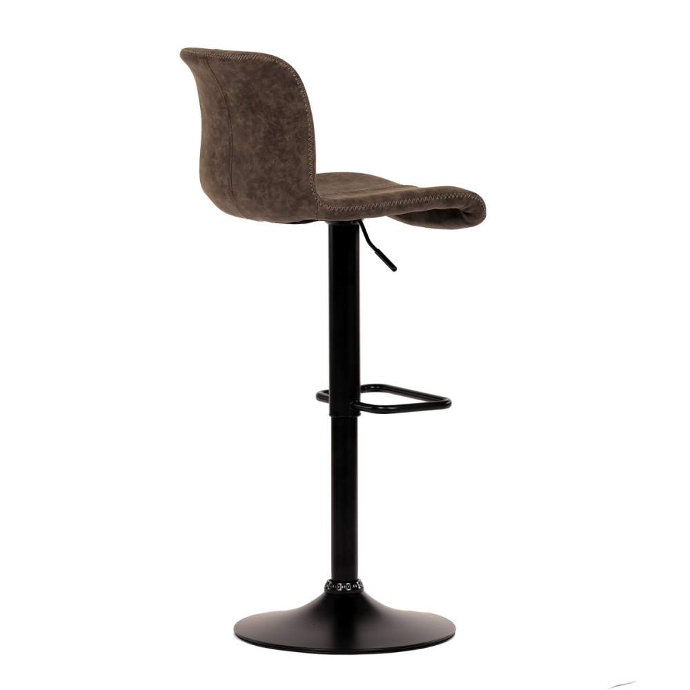 AUB-806 BR3 - Židle barová, hnědá látka v imitaci broušené kůže, černá podnož, výškově stavitelná