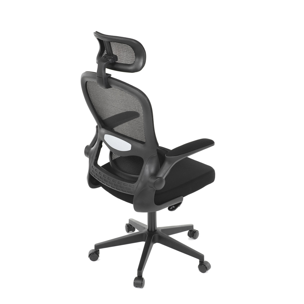 KA-E530 BK - Židle kancelářská, černý mesh, černý plast, nastavitelný podhlavník, bederní opěrka