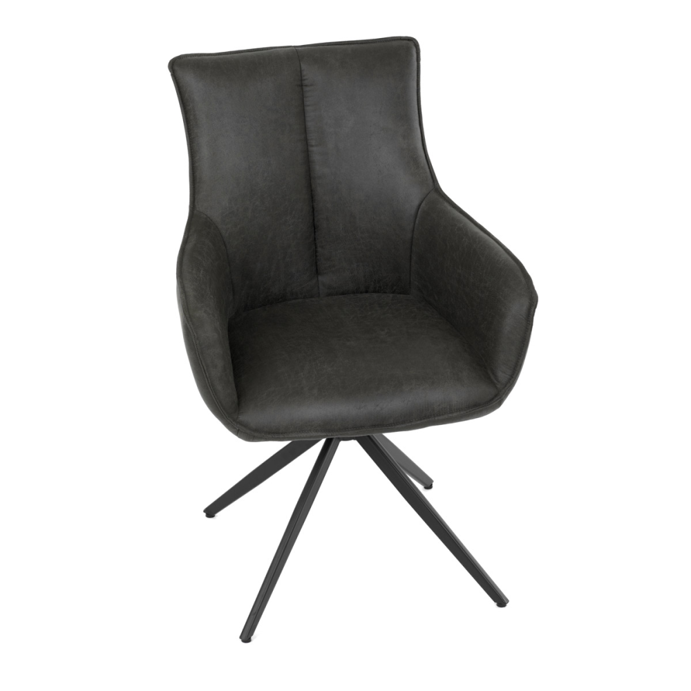 DCH-355 GREY2 - Jídelní židle šedá látka, otočný mechanismus 360°, černý kov