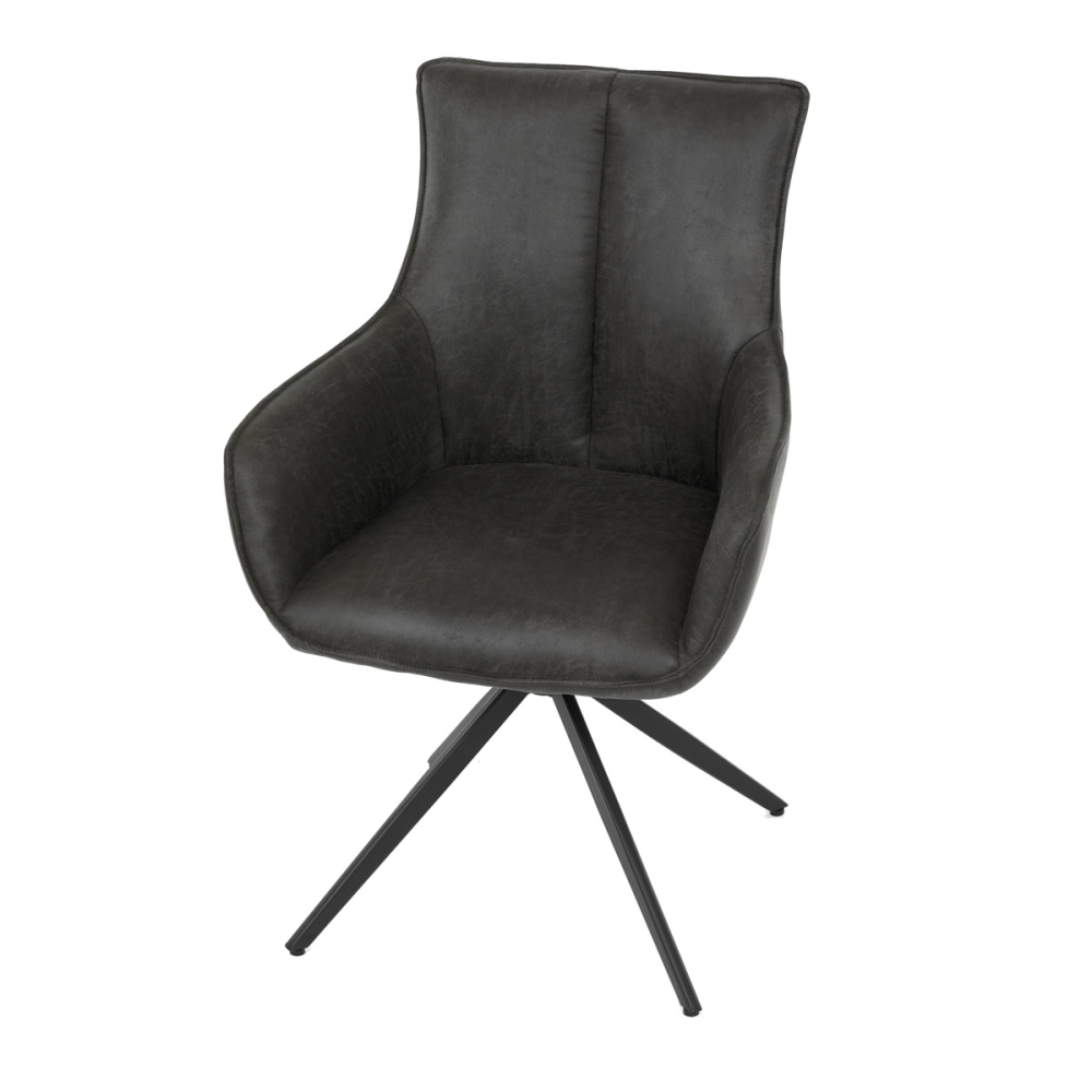 DCH-355 GREY2 - Jídelní židle šedá látka, otočný mechanismus 360°, černý kov