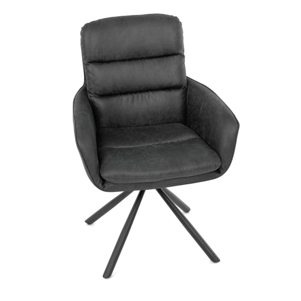 DCH-356 GREY2 - Jídelní židle šedá látka, otočný mechanismus P 90° + L90° s vratným mechanismem - funkce reset, černý kov