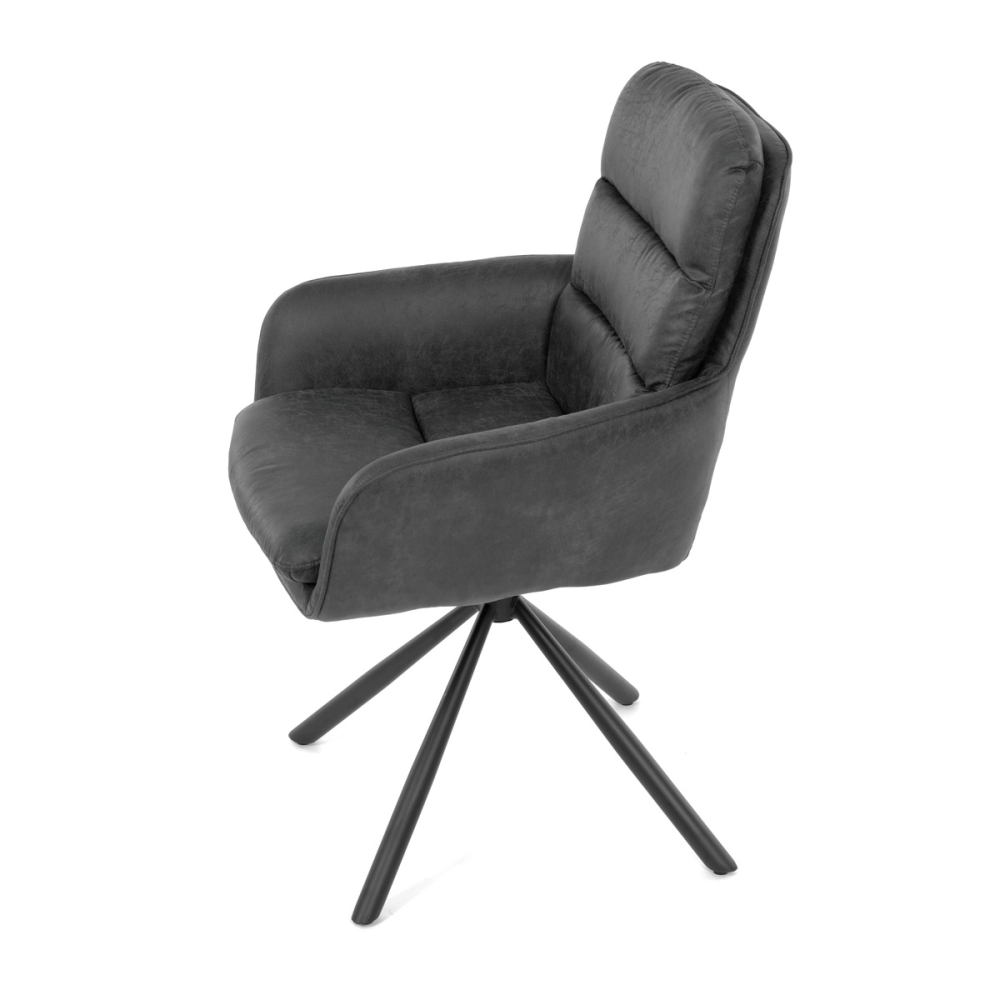 DCH-356 GREY2 - Jídelní židle šedá látka, otočný mechanismus P 90° + L90° s vratným mechanismem - funkce reset, černý kov