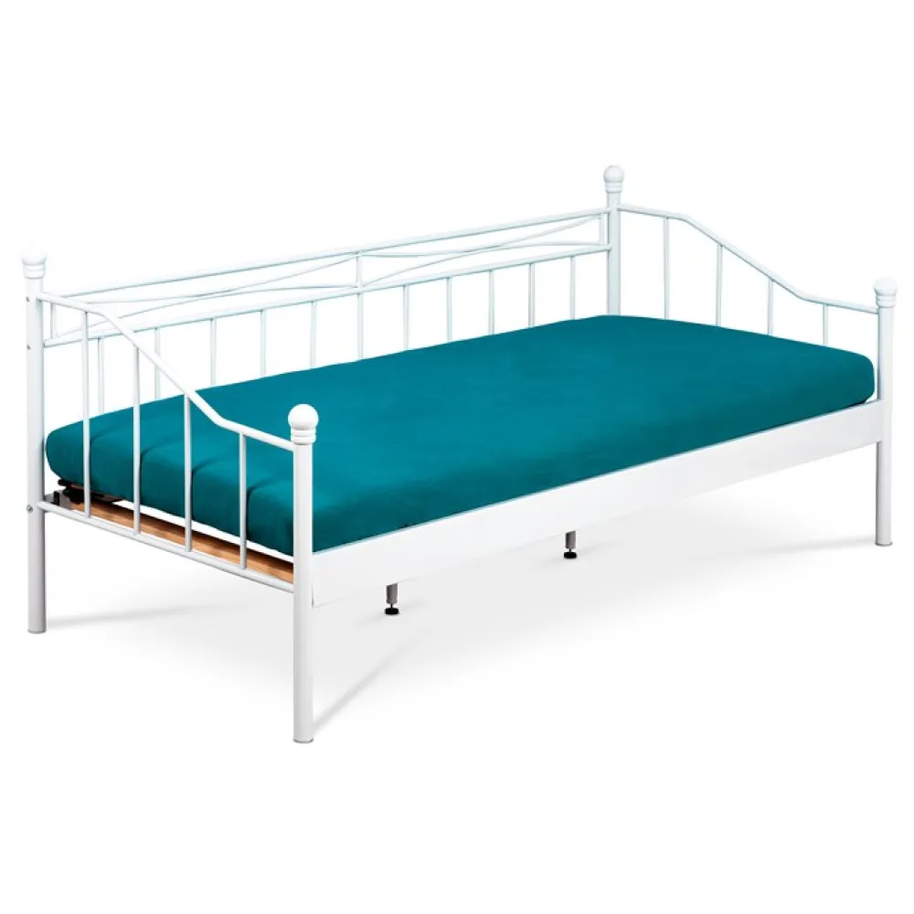 BED-1905 WT - Jednolůžková postel 208x98cm, kov, bílá, BED-1905 WT