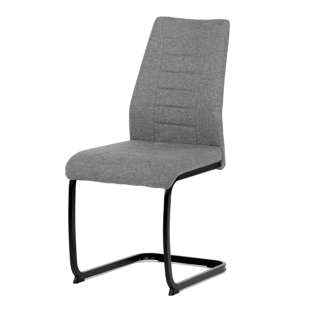 DCL-438 GREY2 - Židle jídelní, stříbrná látka, černé kovové nohy
