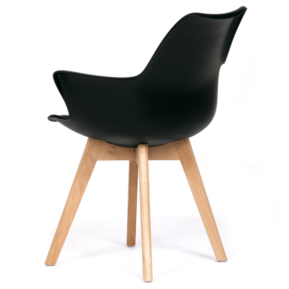 CT-771 BK - Židle jídelní, černá plastová skořepina, sedák ekokůže, nohy masiv přírodní buk