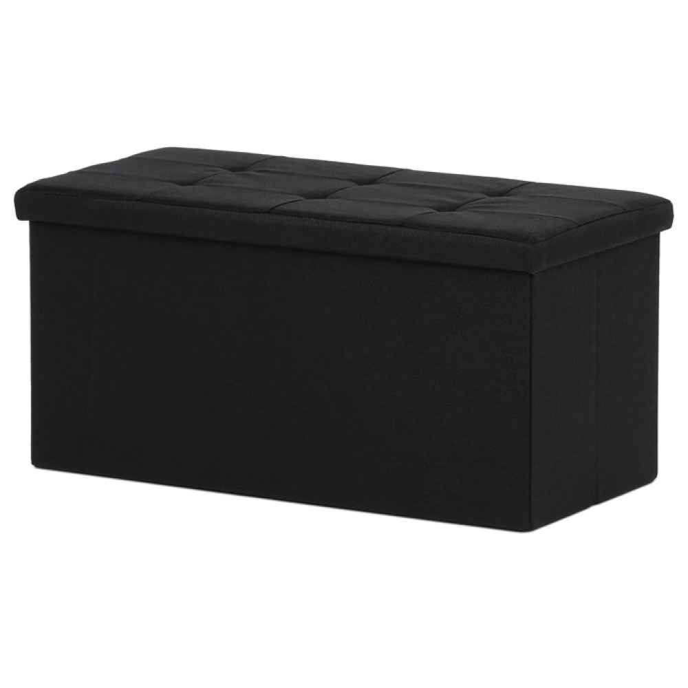 TAB-462 BK2 - Taburet s úložným prostorem, černá, látka, TAB-462 BK2