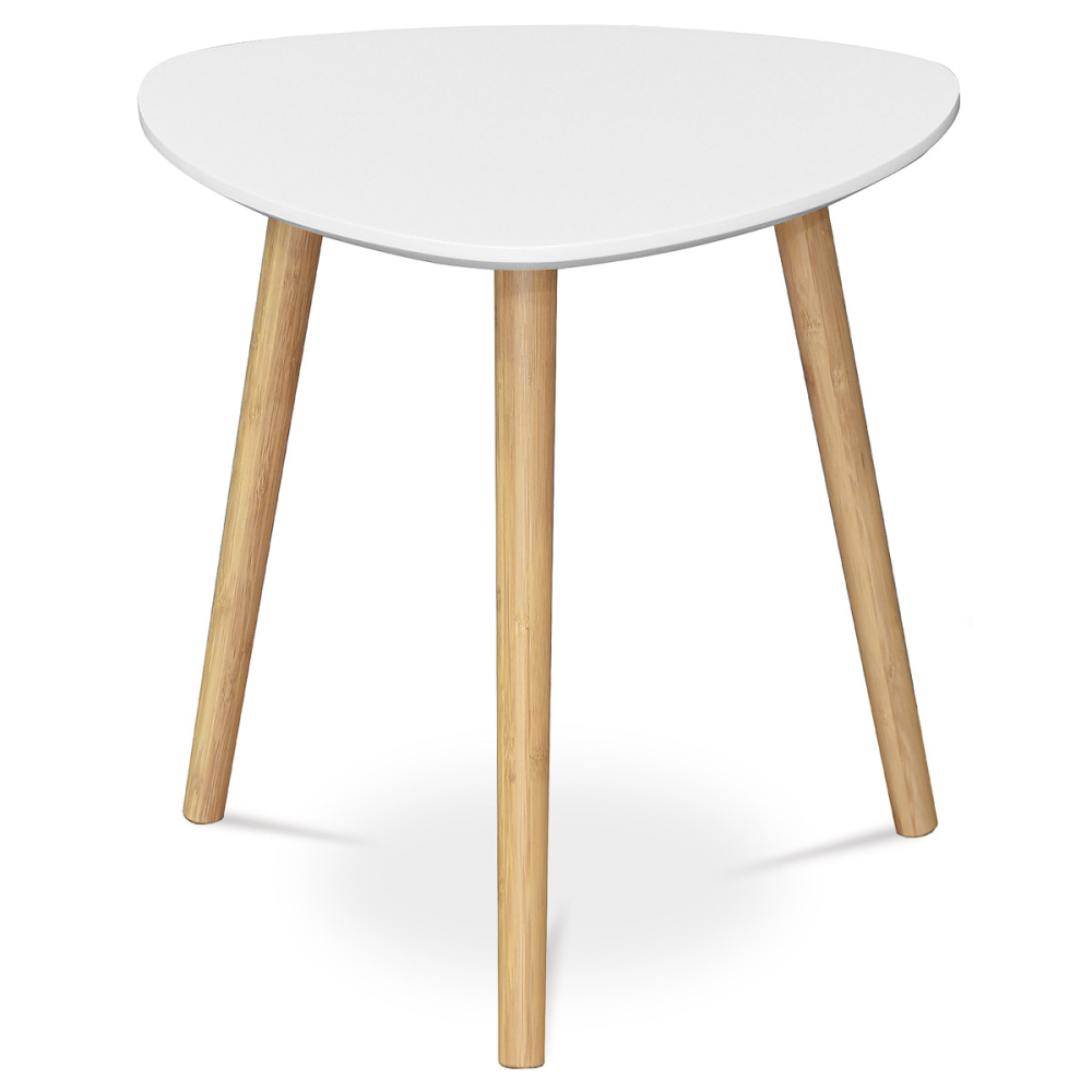 AF-1132 WT - Stůl konferenční 40x40x40 cm,  MDF bílá deska,  nohy bambus přírodní odstín