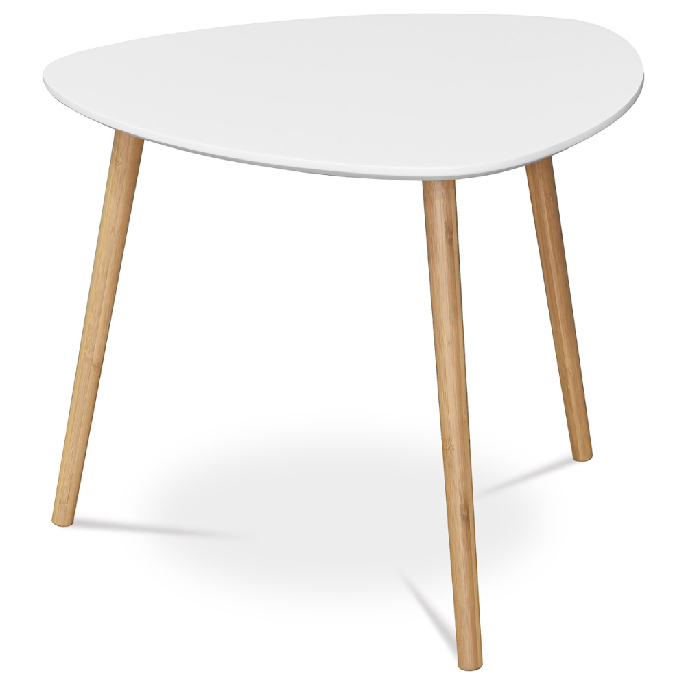 AF-1134 WT - Stůl konferenční 55x55x45 cm,  MDF bílá deska,  nohy bambus přírodní odstín
