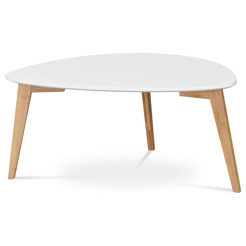 AF-1182 WT - Stůl konferenční 85x48x40 cm,  MDF bílá deska,  nohy bambus přírodní odstín