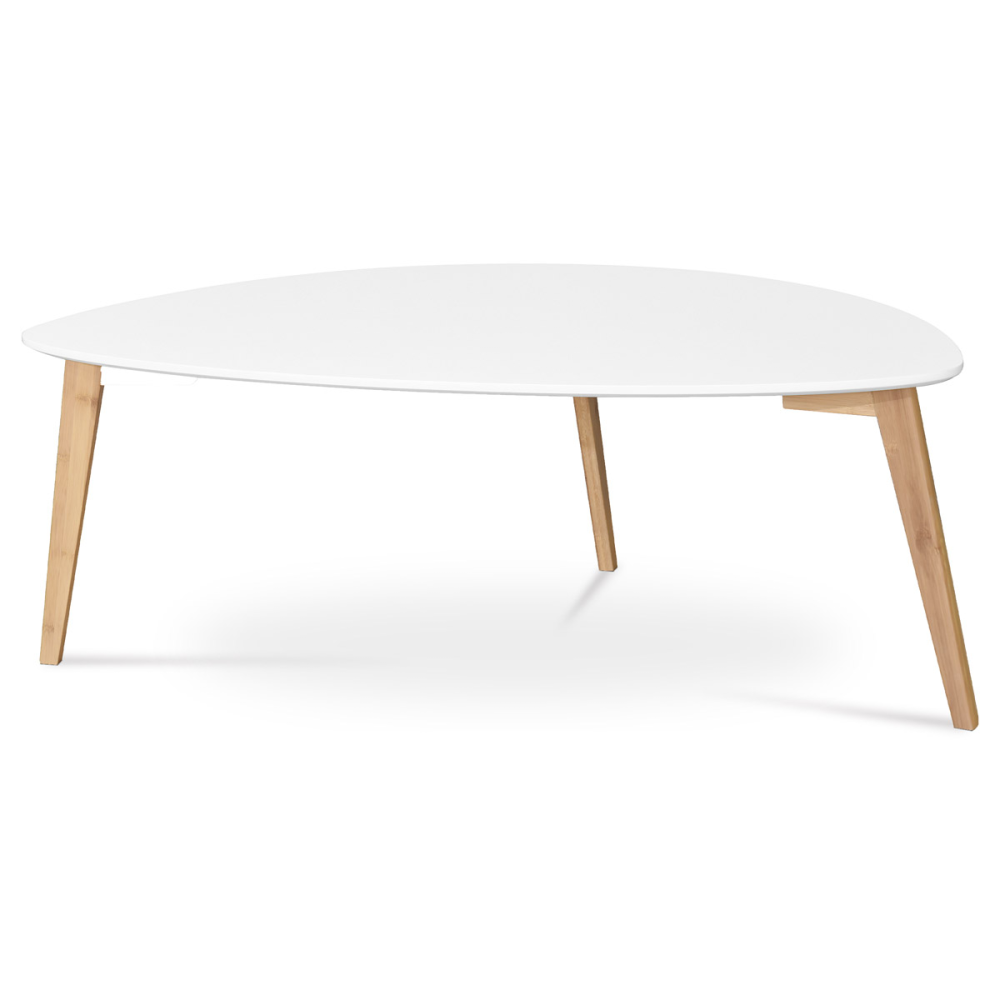 AF-1184 WT - Stůl konferenční 120x60x45 cm,  MDF bílá deska,  nohy bambus přírodní odstín