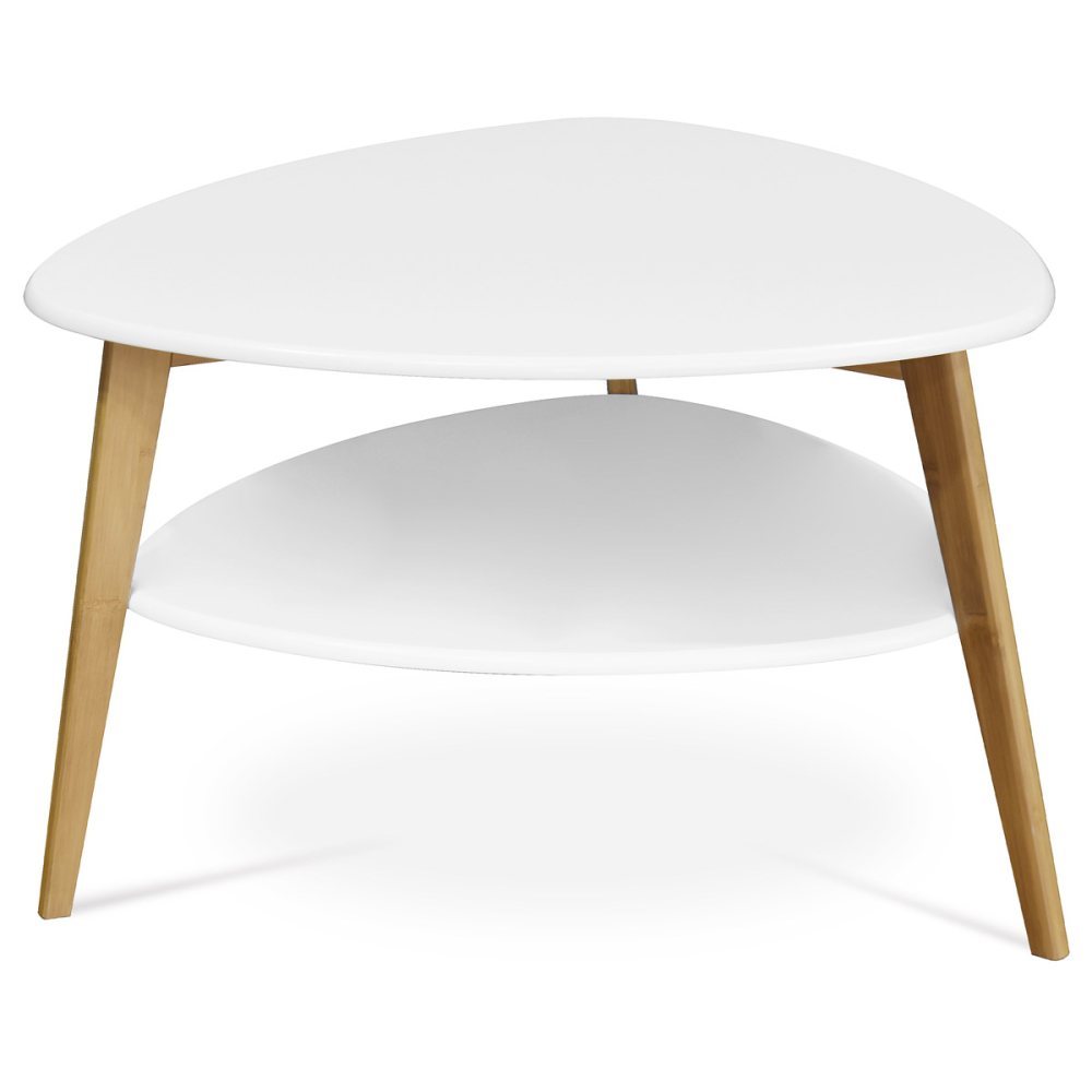 AF-1192 WT - Stůl konferenční 78x77x50 cm,  MDF bílá deska,  nohy bambus přírodní odstín
