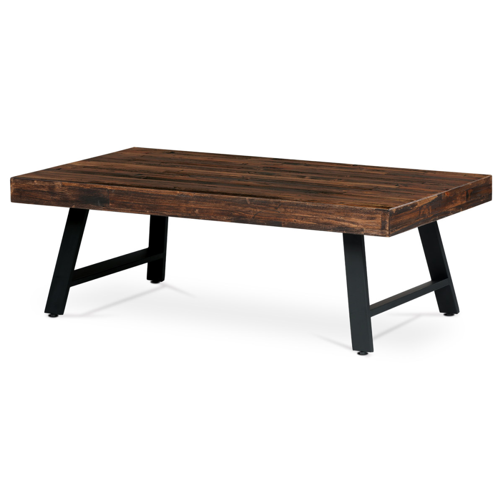 AHG-534 PINE - Konferenční stůl, 130x70 cm, MDF deska, masiv borovice, kov, černý lak