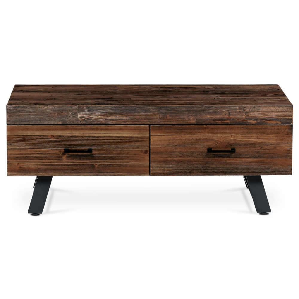 AHG-536 PINE - Konferenční stůl, 120x60 cm, MDF deska, dýha borovice, kov, černý lak