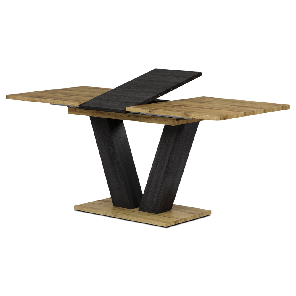 HT-912 OAK - Jídelní stůl, 140-180x80x76 cm, MDF deska, 3D dekor divoký dub