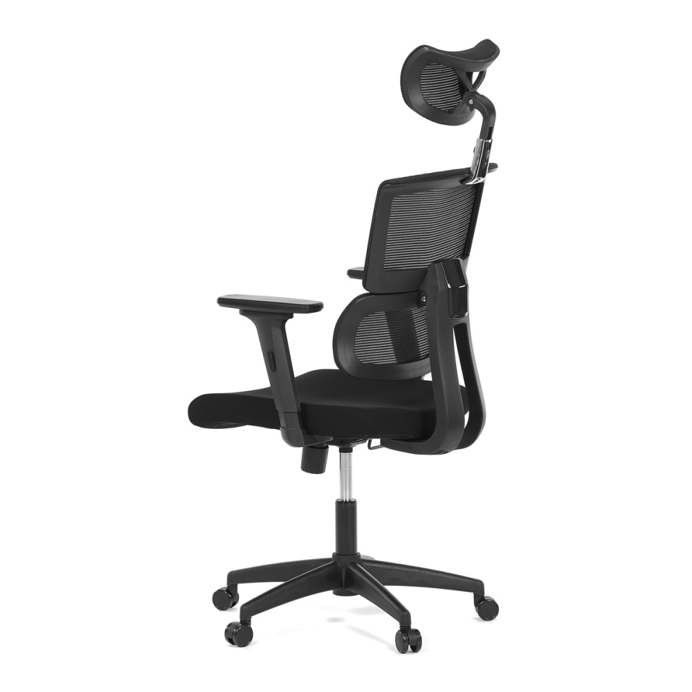 KA-B1025 BK - Kancelářská židle, potah černá látka a černá síťovina MESH, houpací mech.