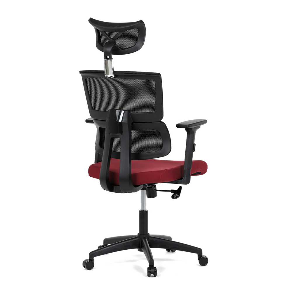 KA-B1025 BOR - Kancelářská židle, potah bordó látka a černá síťovina MESH, houpací mech.