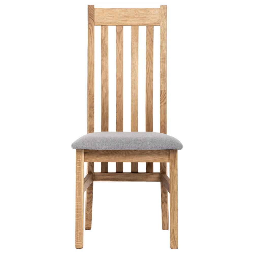 C-2100 SIL2 - Dřevěná jídelní židle, potah stříbrná látka, masiv dub, přírodní odstín