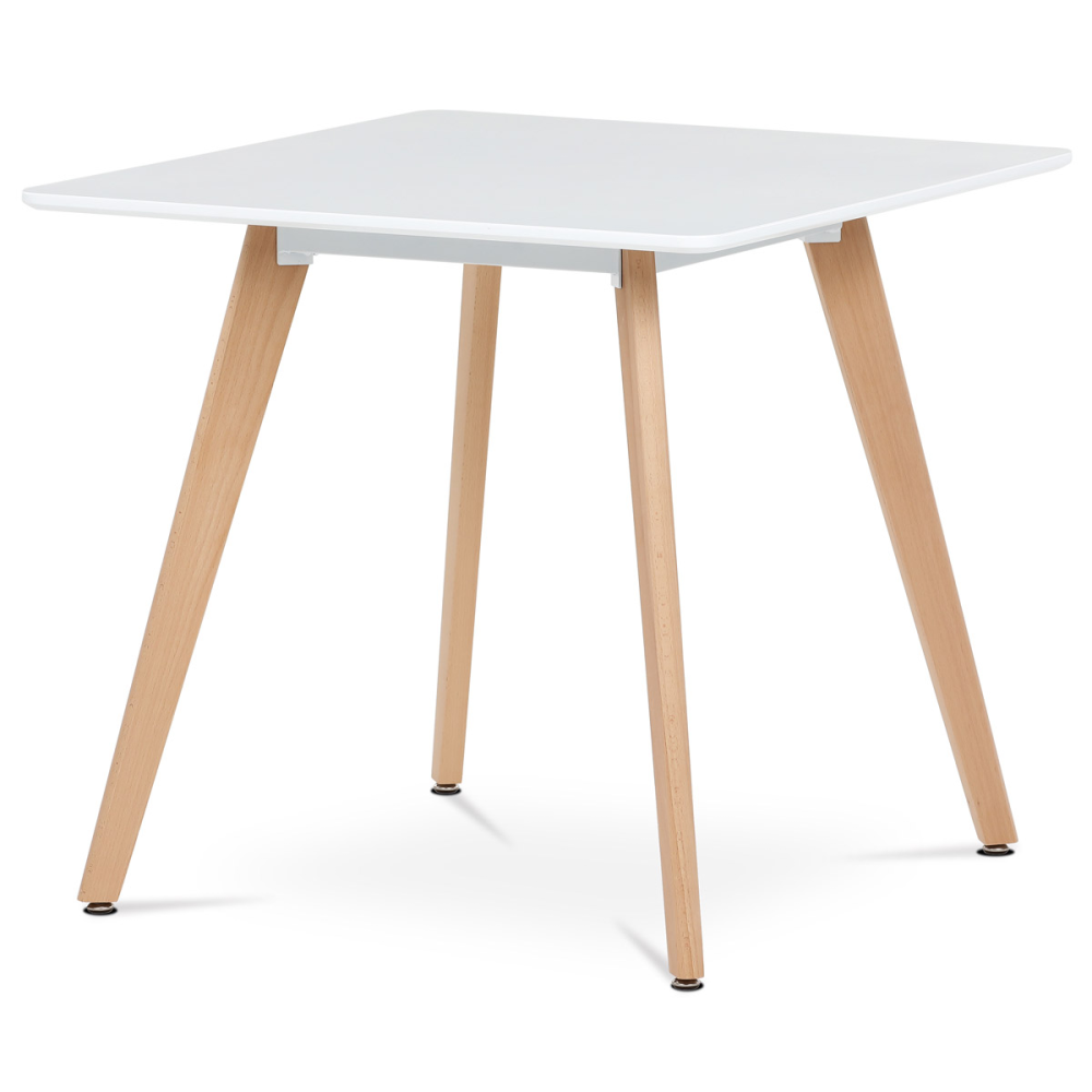 DT-312 WT - Jídelní stůl 80x80x75 cm, MDF, bílý matný lak, masiv buk