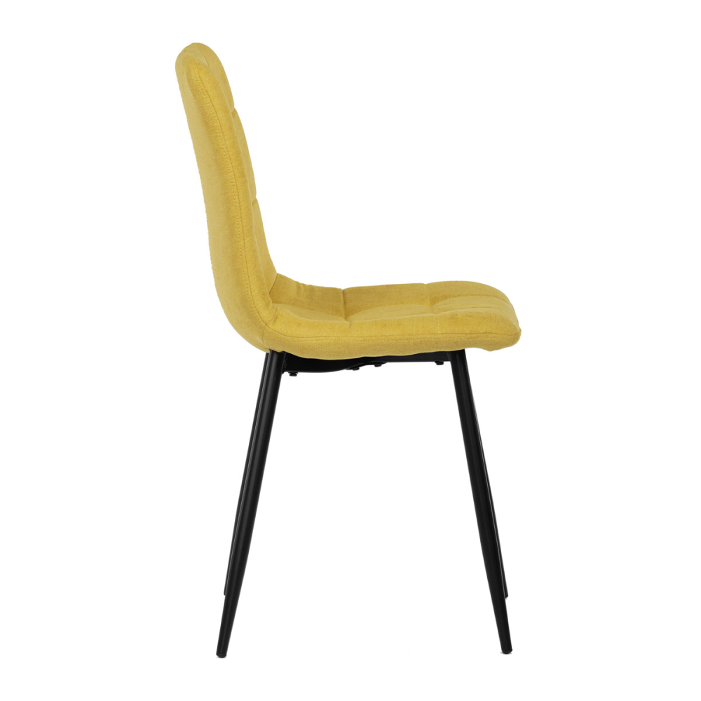 CT-281 YEL2 - Jídelní židle, potah žlutá látka, kovová čtyřnohá podnož, černý mat