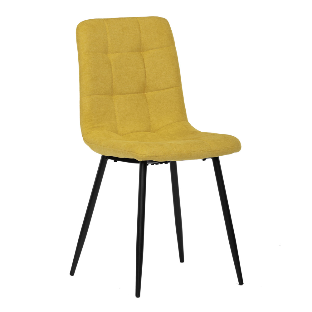 CT-281 YEL2 - Jídelní židle, potah žlutá látka, kovová čtyřnohá podnož, černý mat