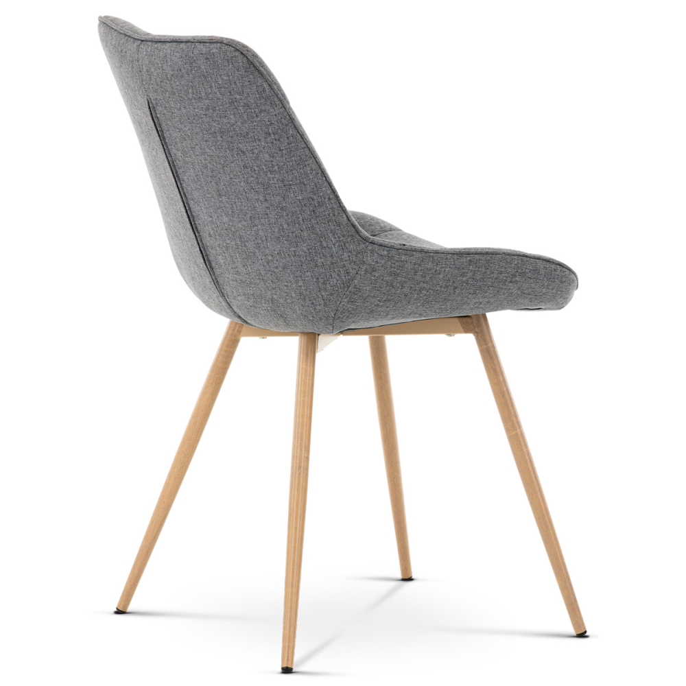 CT-394 GREY2 - Jídelní židle, potah šedá látka, kovové nohy, 3D dekor dub