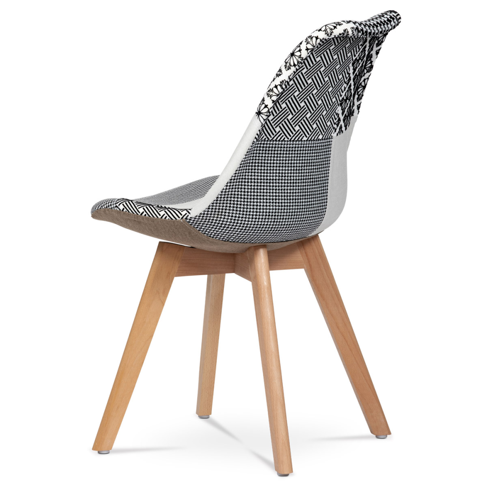 CT-763 PW2 - Jídelní židle, potah látka patchwork, dřevěné nohy, masiv přírodní buk