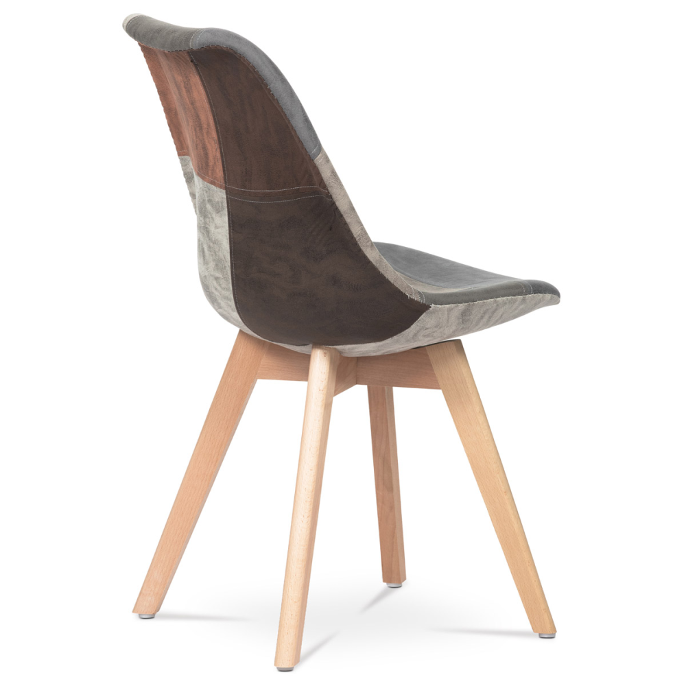 CT-765 PW2 - Jídelní židle, potah látka patchwork, dřevěné nohy, masiv přírodní buk