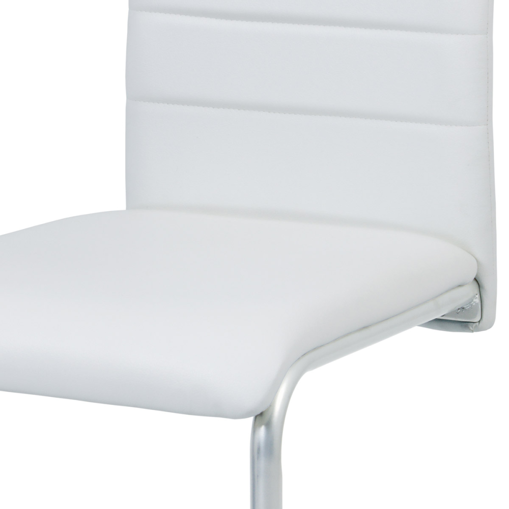 DCL-102 WT - Jídelní židle, potah bílá ekokůže, kovová podnož, šedý matný lak