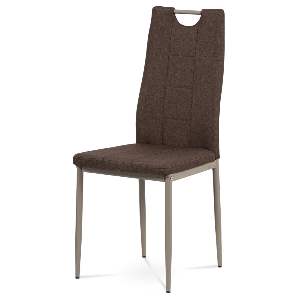 DCL-393 BR2 - Jídelní židle, hnědá látka, kov cappuccino lesk