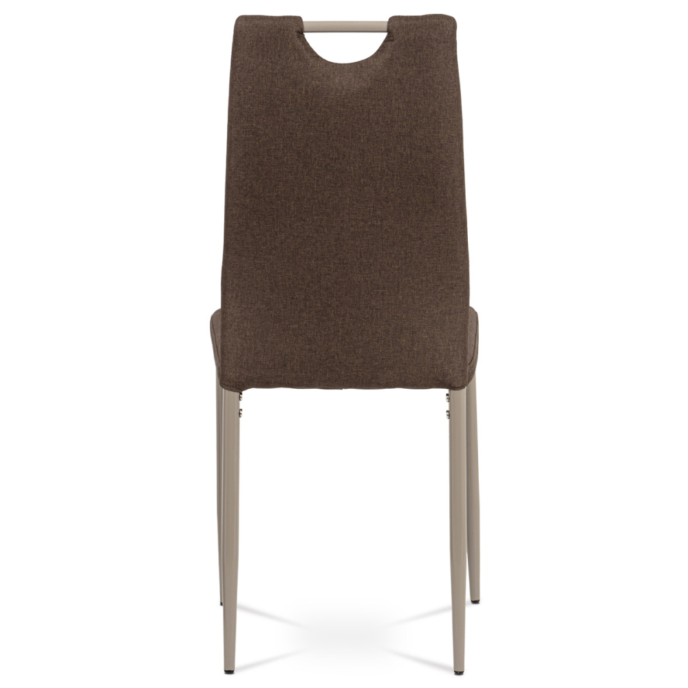 DCL-393 BR2 - Jídelní židle, hnědá látka, kov cappuccino lesk