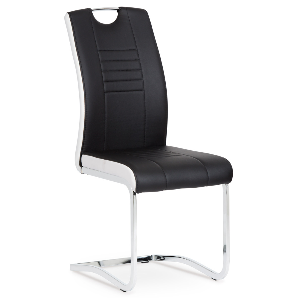 DCL-406 BK - Jídelní židle chrom / koženka černá s bílými boky