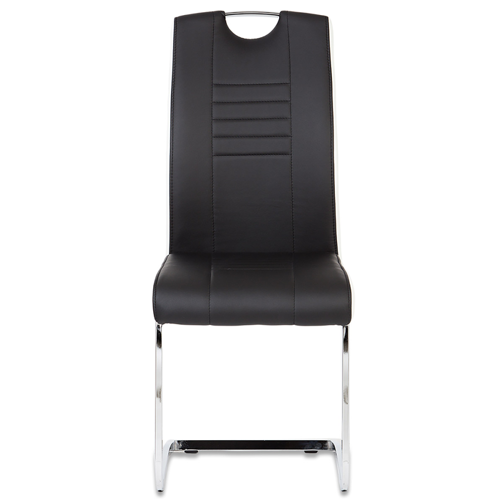 DCL-406 BK - Jídelní židle chrom / koženka černá s bílými boky