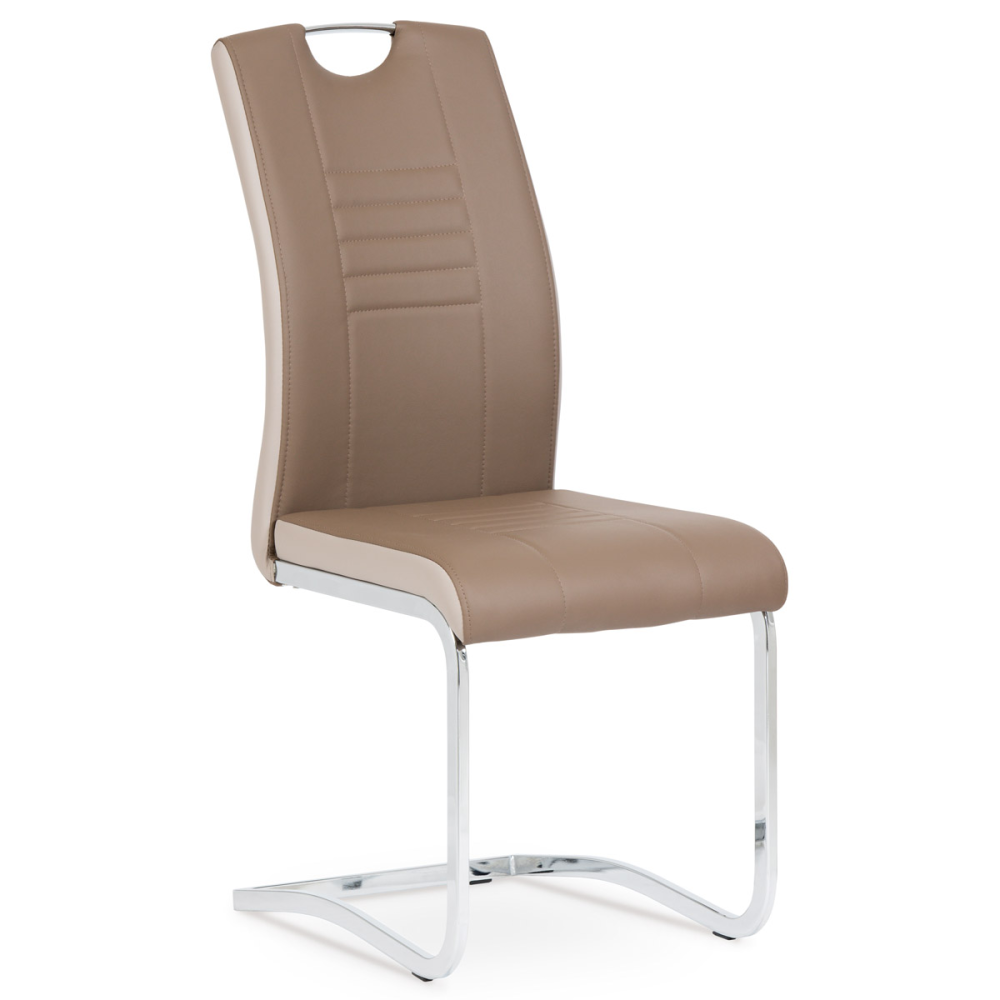 DCL-406 COF - Jídelní židle chrom / koženka coffee + cappucino boky