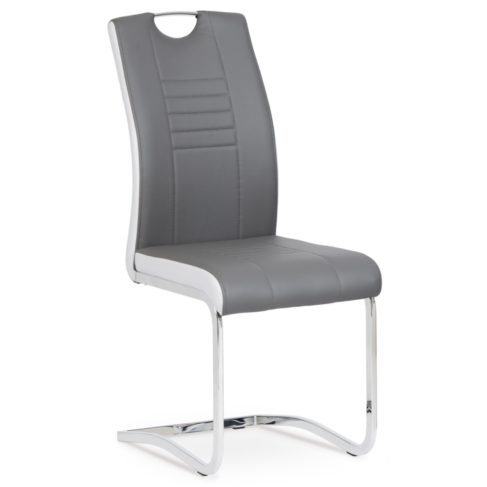 DCL-406 GREY - Jídelní židle chrom / koženka šedá s bílými boky