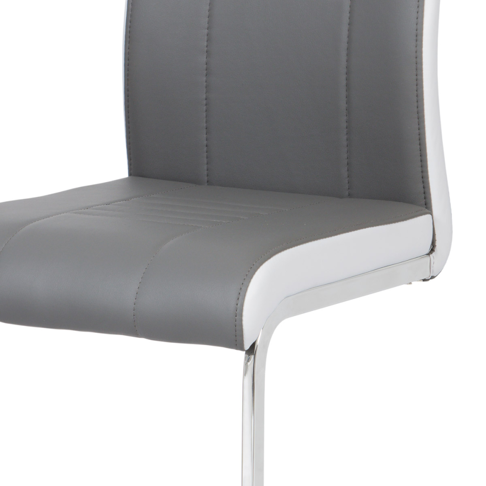 DCL-406 GREY - Jídelní židle chrom / koženka šedá s bílými boky