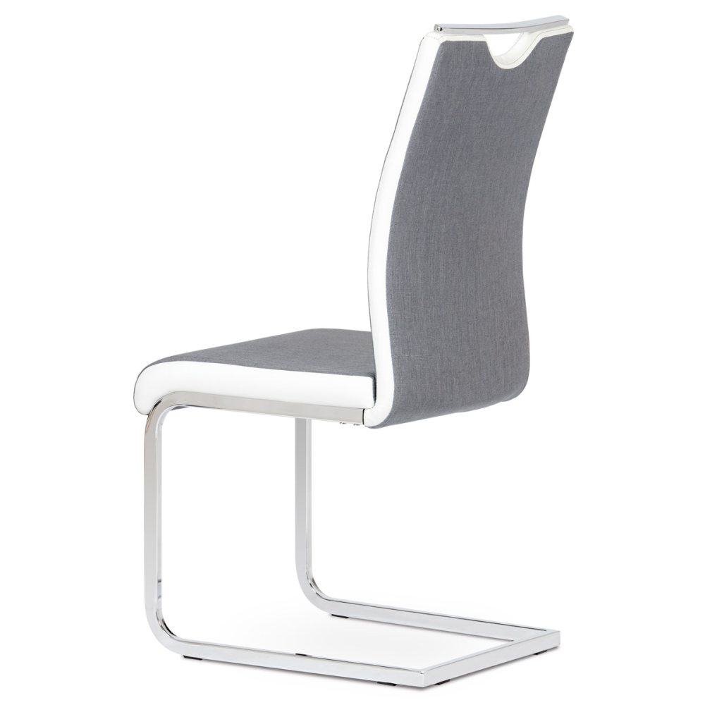 DCL-410 GREY2 - Jídelní židle chrom / šedá látka + bílá koženka