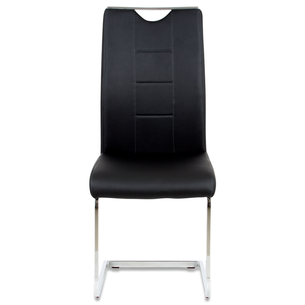 DCL-411 BK - Jídelní židle černá koženka / chrom