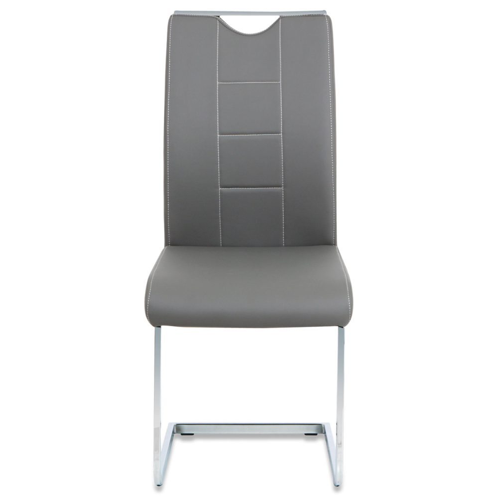 DCL-411 GREY - Jídelní židle šedá koženka / chrom