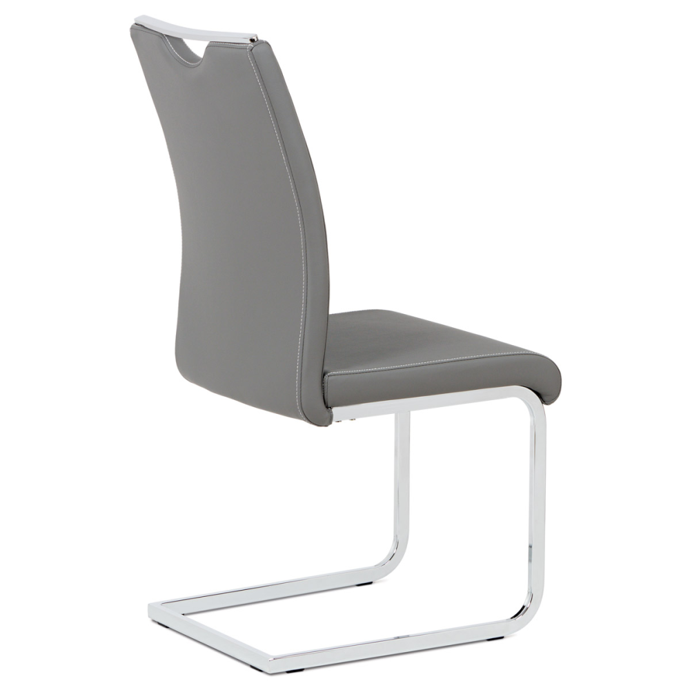 DCL-411 GREY - Jídelní židle šedá koženka / chrom