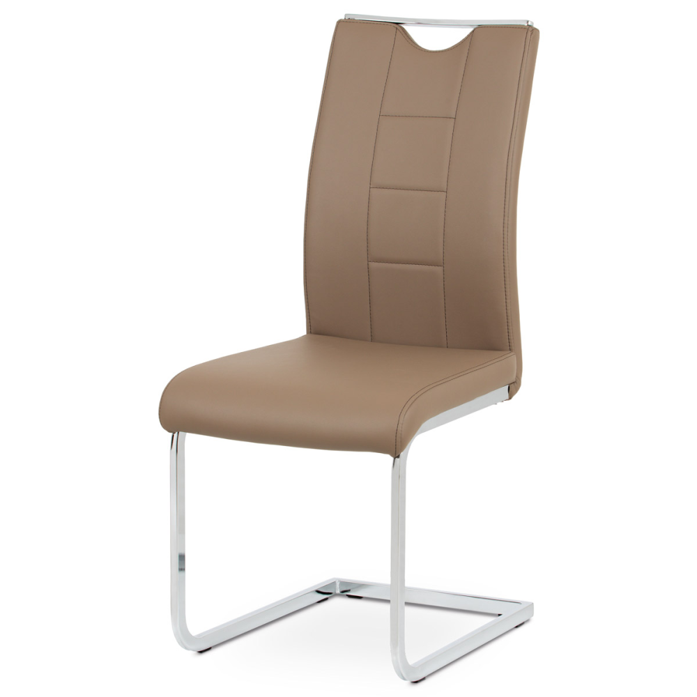 DCL-411 LAT - Jídelní židle latte koženka / chrom