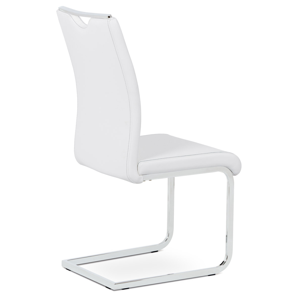 DCL-411 WT - Jídelní židle bílá koženka / chrom
