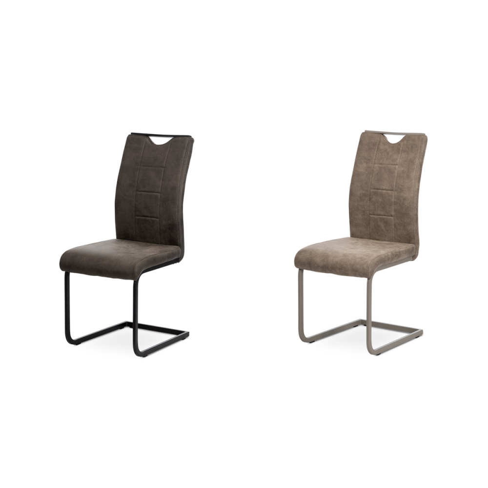 DCL-412 GREY3 - Jídelní židle, šedá látka v dekoru vintage kůže, kov - černý lak