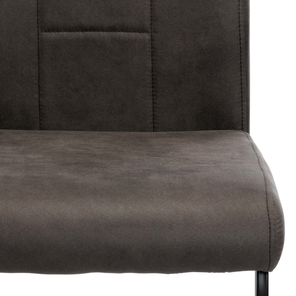 DCL-412 GREY3 - Jídelní židle, šedá látka v dekoru vintage kůže, bílé prošití, kov - černý lak