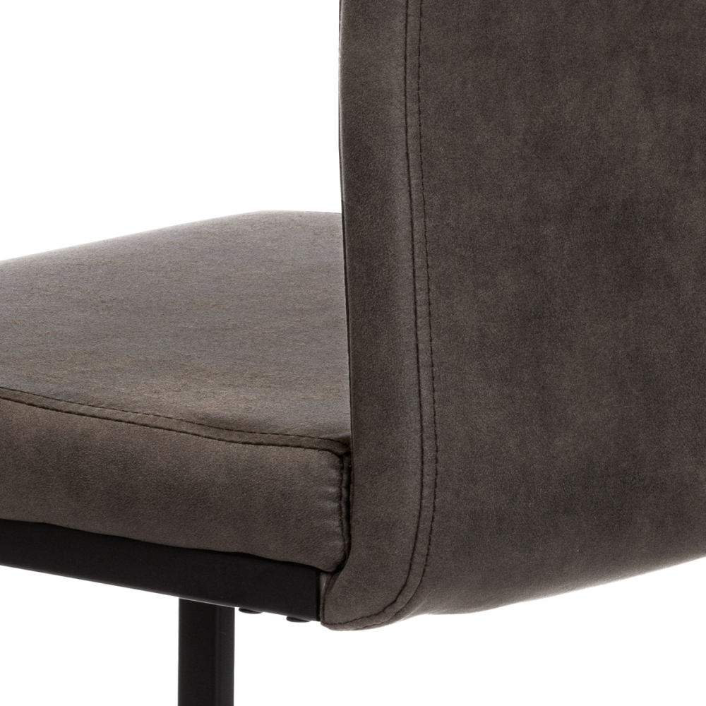 DCL-412 GREY3 - Jídelní židle, šedá látka v dekoru vintage kůže, kov - černý lak