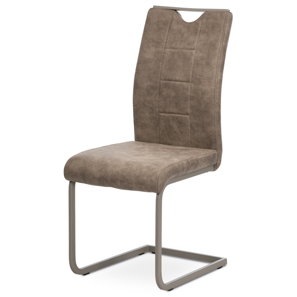 DCL-412 LAN3 - Jídelní židle, lanýžová látka v dekoru vintage kůže, kov-lanýž.lak