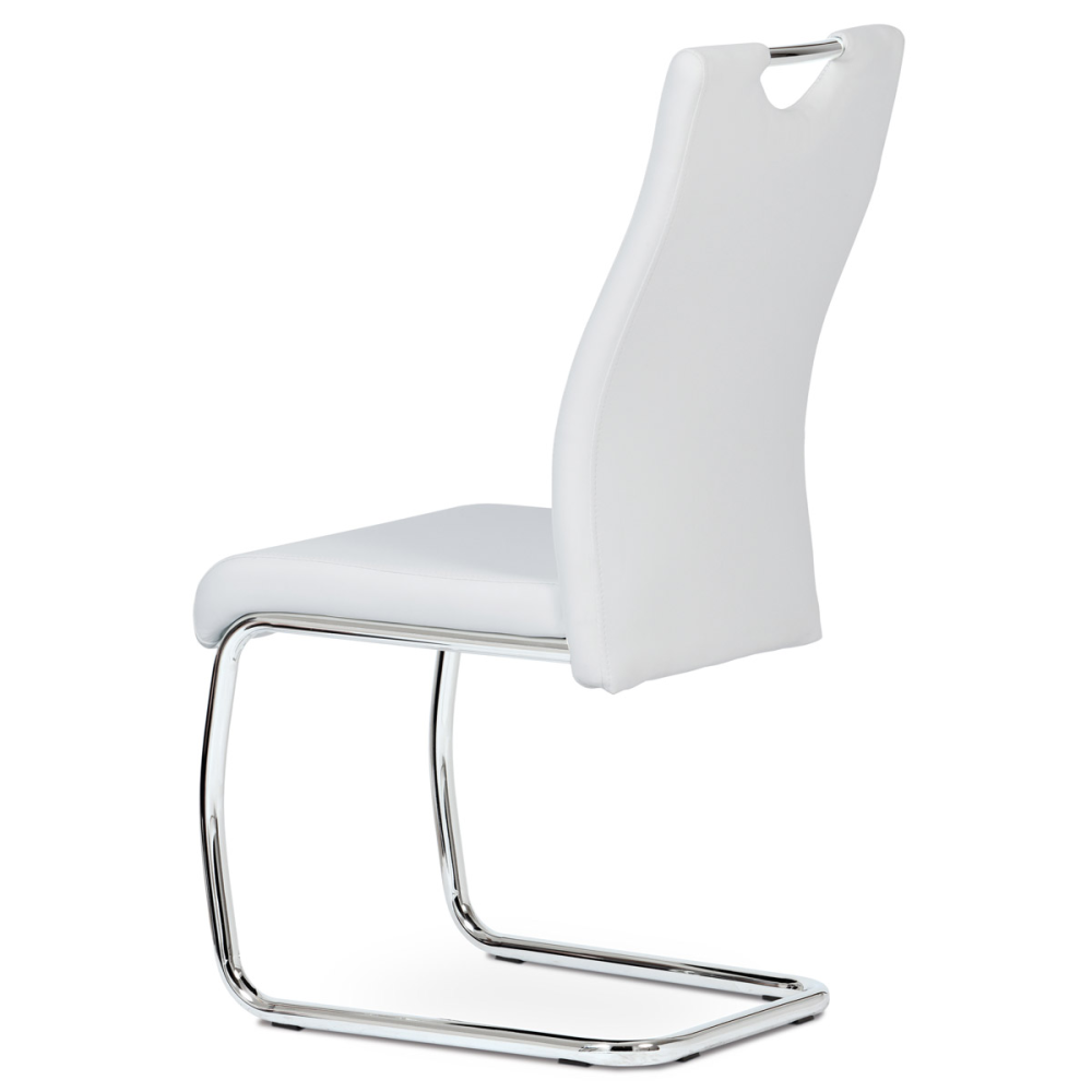 DCL-418 WT - Jídelní židle koženka bílá / chrom