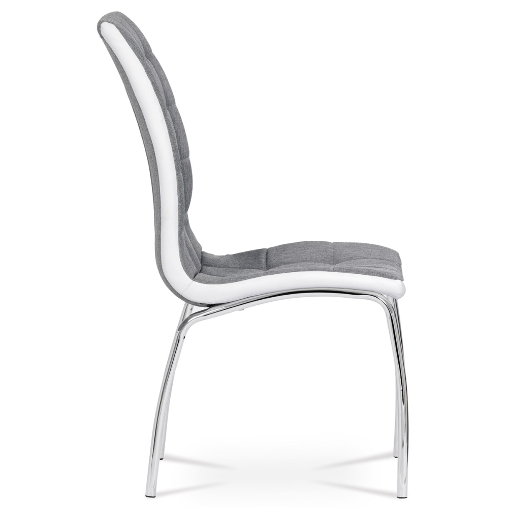 DCL-420 GREY2 - Jídelní židle, potah šedá látka a bílá ekokůže, kovová podnož, chrom